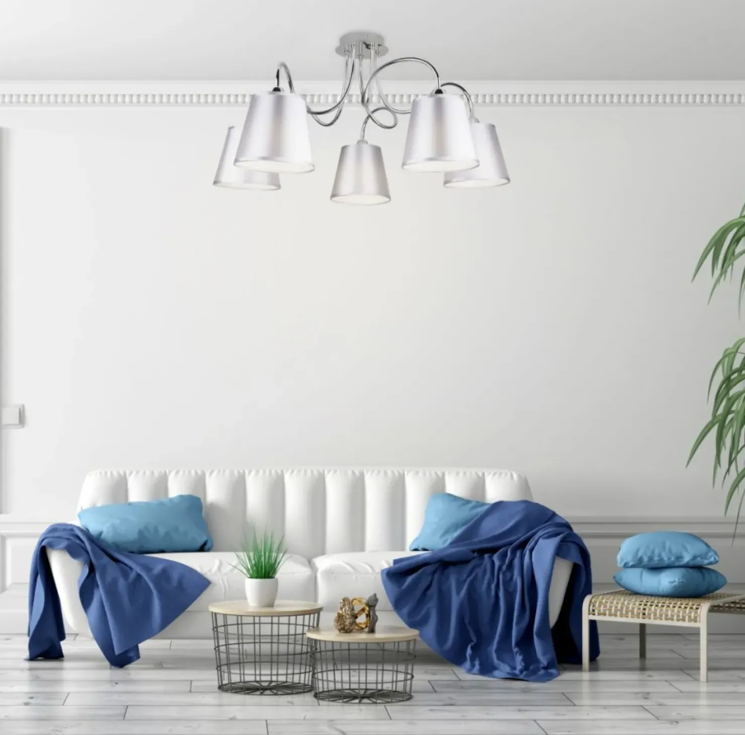 Best Sklep Kaja Abażurowa lampa sufitowa do salonu 35-70753 LUK | Kaja Oświetlenie srebrny
