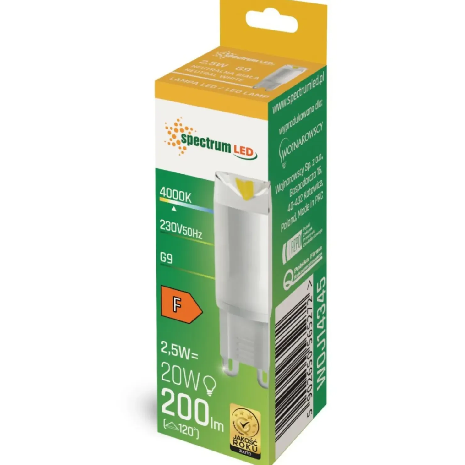 Żarówka G9 moc 2,5W, barwa neutralna SpectrumLED WOJ14345 | Kaja*Sklep Kaja Cheap