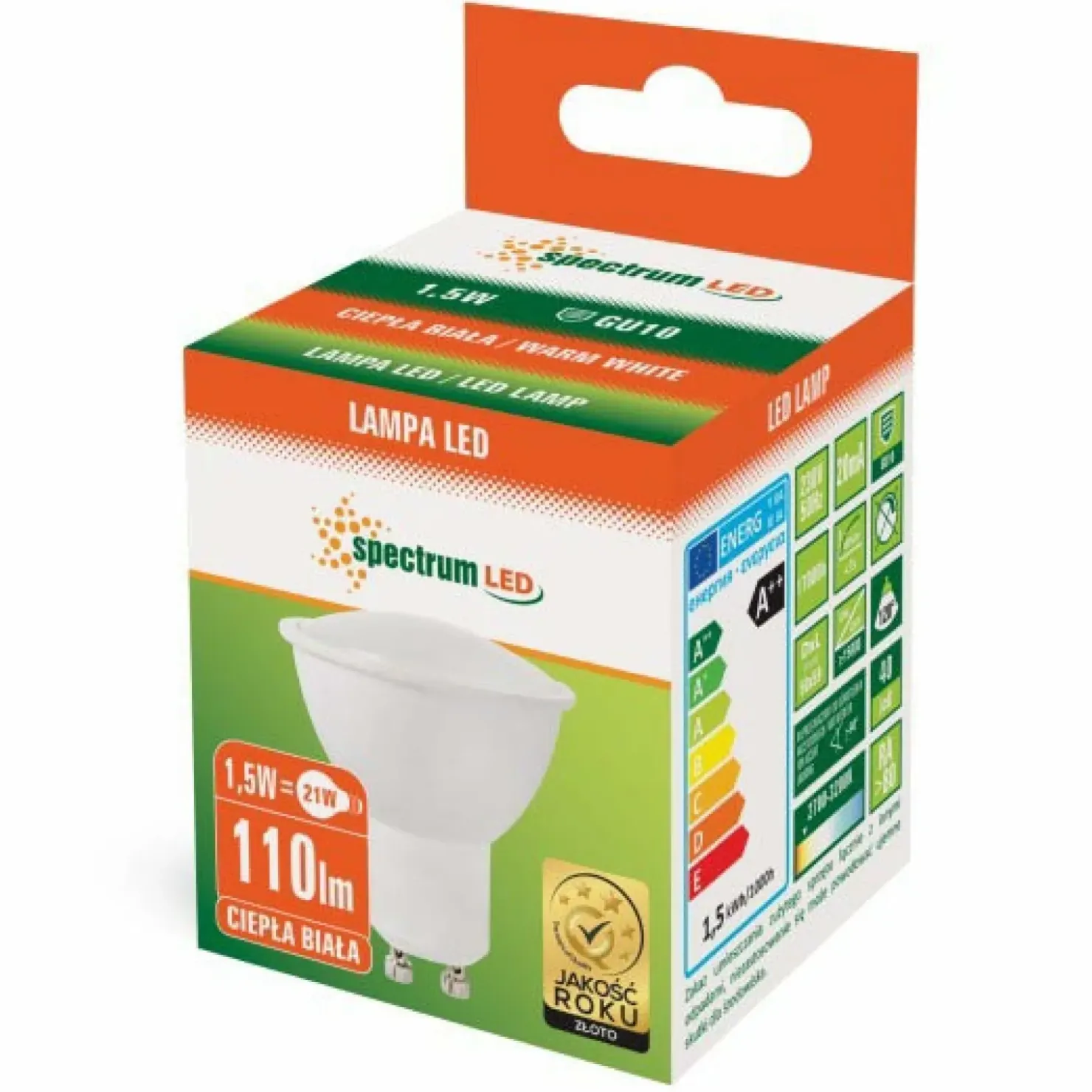 Żarówka LED GU10 ciepła 1,5W SMD SpectrumLED 13268 | Kaja Oświetlenie*Sklep Kaja Sale