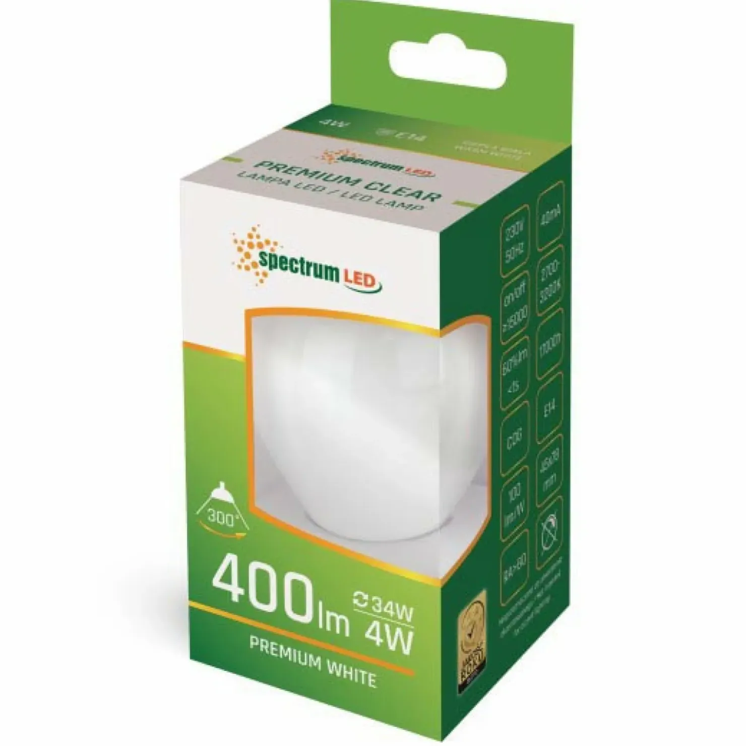 Żarówka LED mleczna kulka E27 ciepła 4W SpectrumLED 14074 | Kaja*Sklep Kaja New