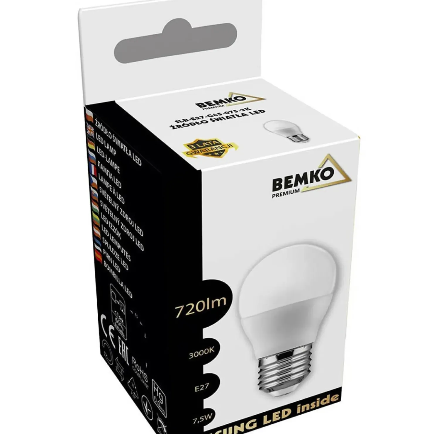 Żarówka LED SAMSUNG ciepła 3000K E27 7,5W BEMKO G45 | Kaja Oświetlenie*Sklep Kaja Online
