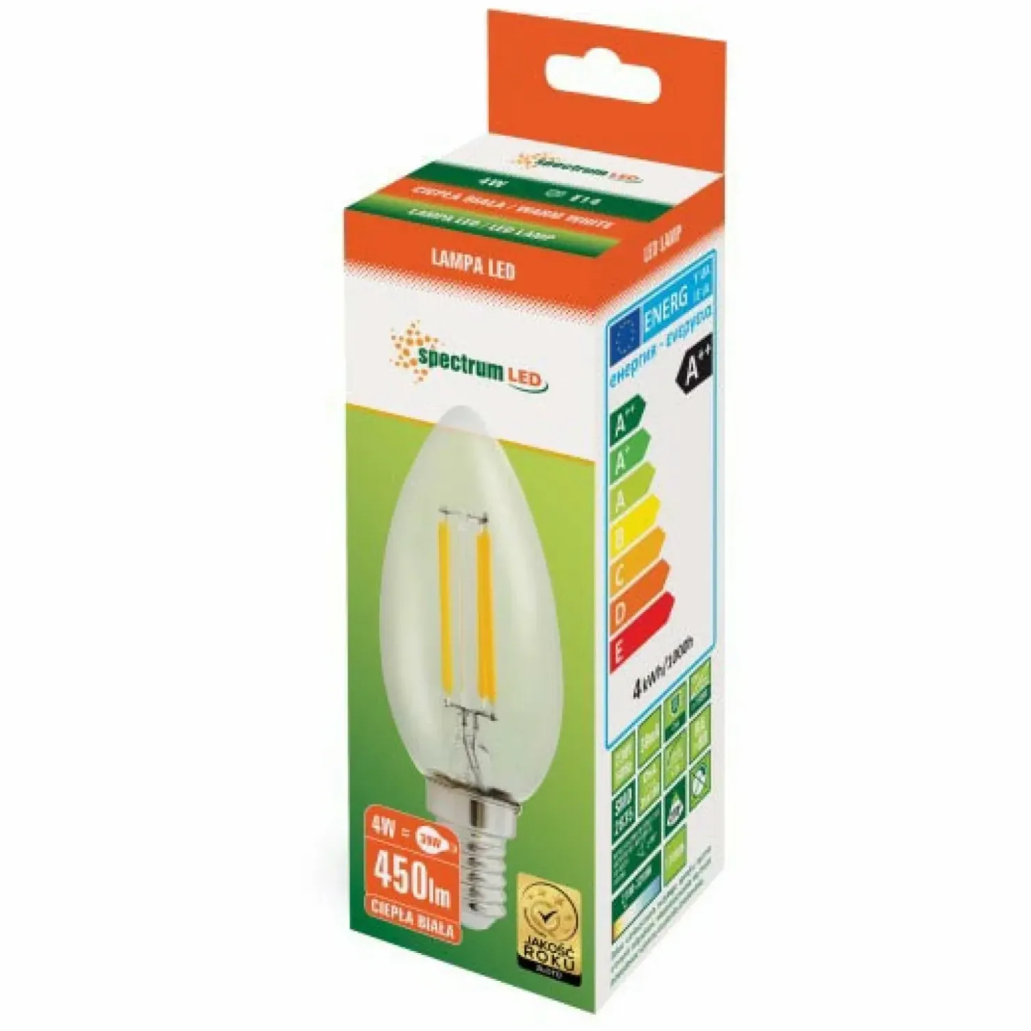 Żarówka LED świeca E14 ciepła 4W SpectrumLED 13874 | Kaja Oświetlenie*Sklep Kaja Online