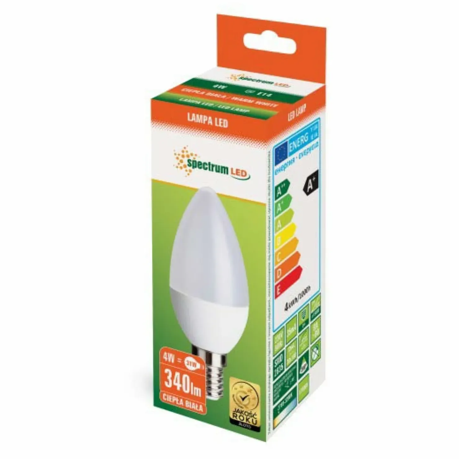 Żarówka świeca LED E14 4W ciepła SpectrumLED 13034 | Kaja Oświetlenie*Sklep Kaja Discount