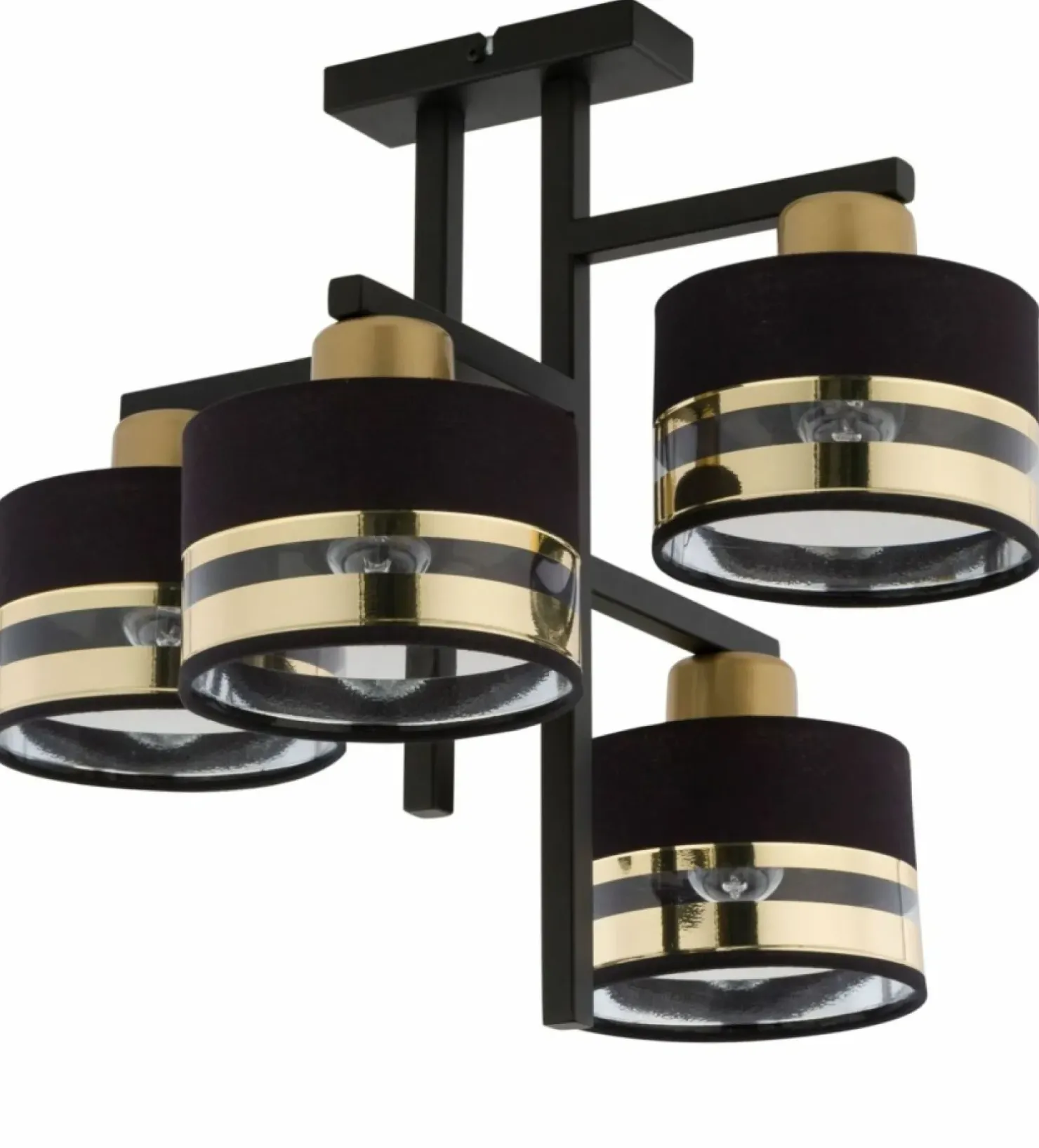 Outlet Sklep Kaja Asymetryczna lampa z czarno-złotymi abażurami SIG 32145 z serii PRO