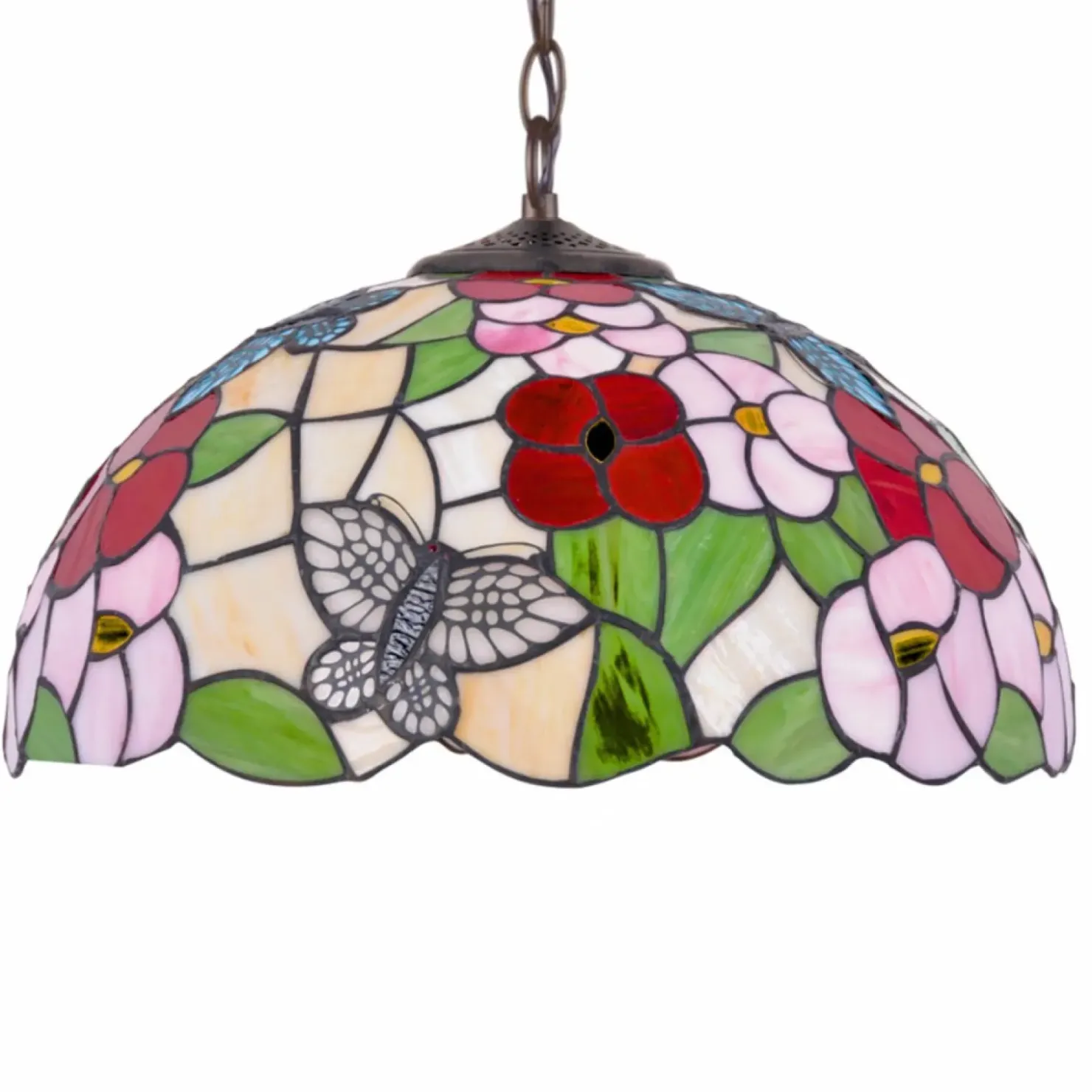 Barwna lampa wisząca do salonu, witraż K-P161386 z serii BUTTERFLY*Sklep Kaja Outlet