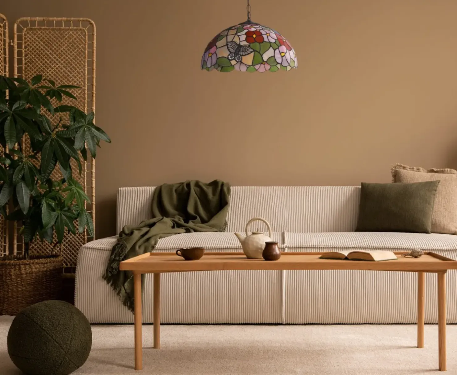Barwna lampa wisząca do salonu, witraż K-P161386 z serii BUTTERFLY*Sklep Kaja Outlet