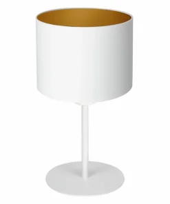 Biała, dekoracyjna lampa stołowa z abażurem LX 3451 z serii ARDEN*Sklep Kaja Best