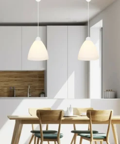Biała, klasyczna lampa wisząca z kloszem 31-16287 z serii MENTI | Kaja*Sklep Kaja Sale