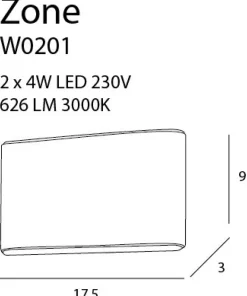 Biała lampa ścienna góra-dół LED 17,5cm MX W0201 ZONE | Kaja*Sklep Kaja Discount