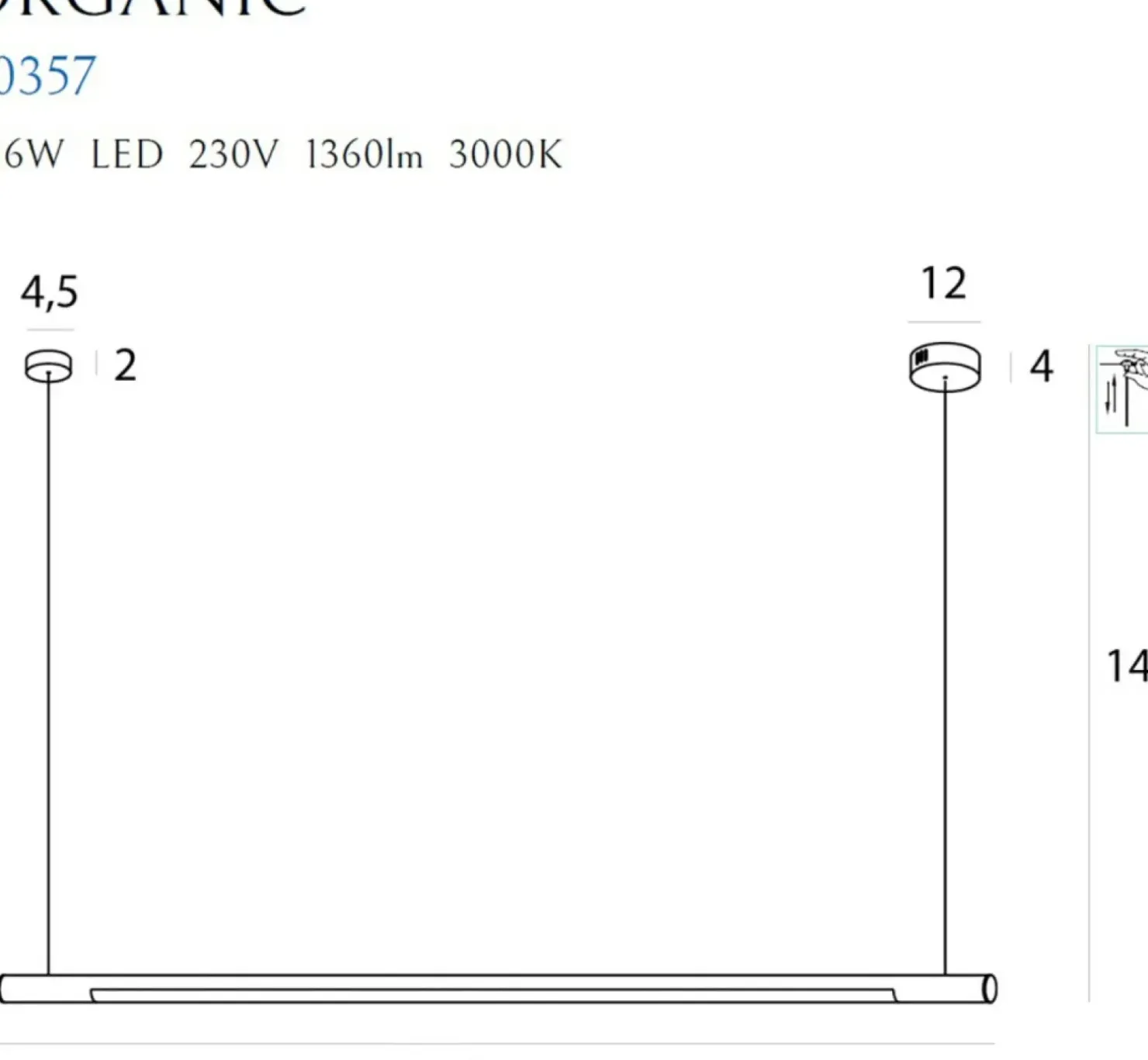 Best Sale Sklep Kaja Biała lampa LED 100cm nad stół MX P0357 ORGANIC P | Kaja Oświetlenie