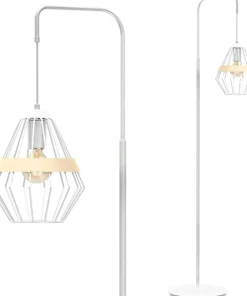 Biała lampa podłogowa z drucianym kloszem MLP5522 z serii CLIFF | Kaja Oświetlen*Sklep Kaja Online