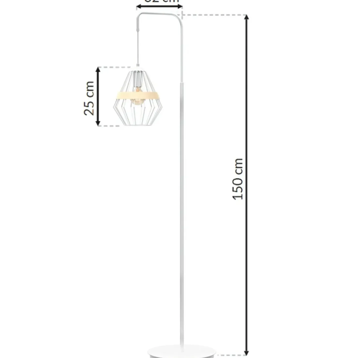 Biała lampa podłogowa z drucianym kloszem MLP5522 z serii CLIFF | Kaja Oświetlen*Sklep Kaja Online
