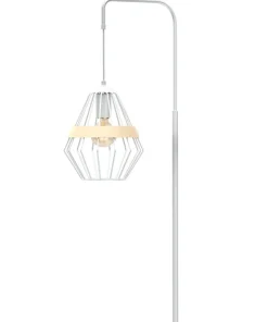 Biała lampa podłogowa z drucianym kloszem MLP5522 z serii CLIFF | Kaja Oświetlen*Sklep Kaja Online