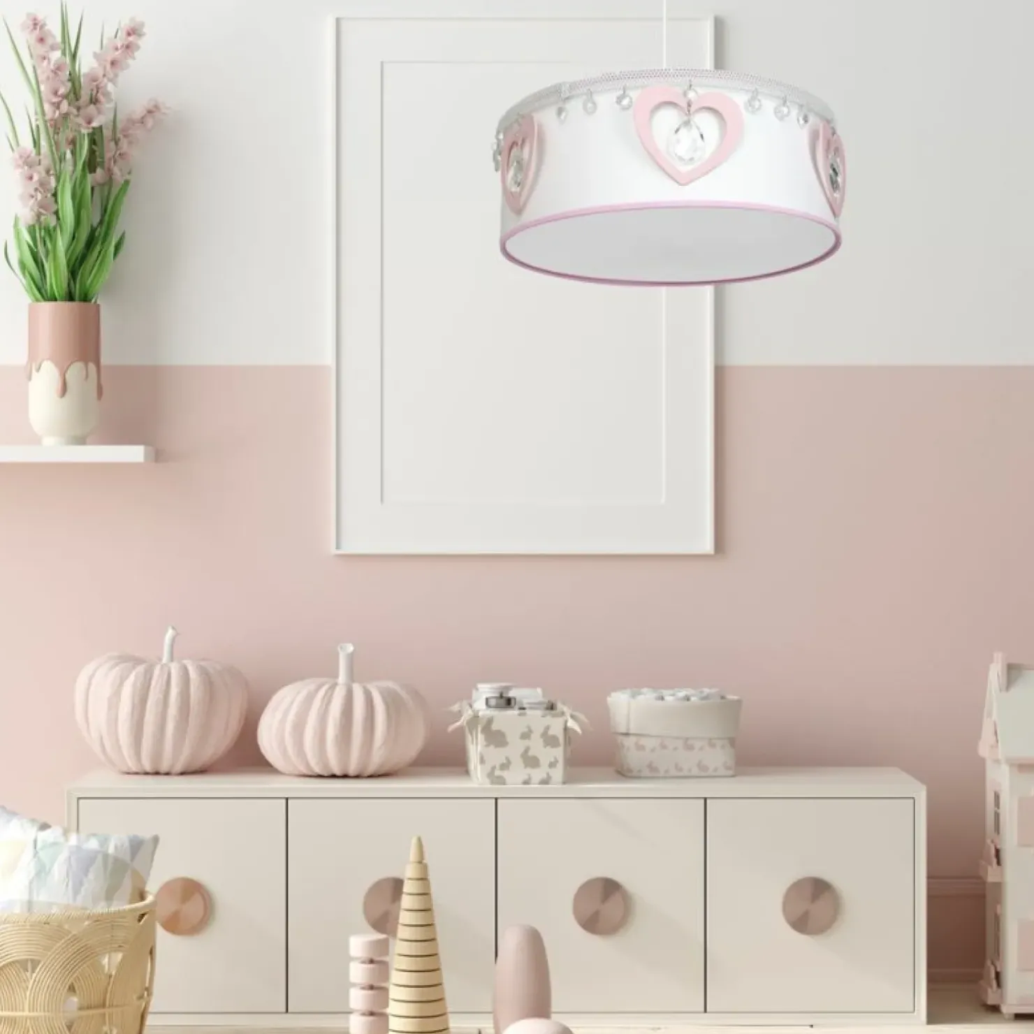 Discount Sklep Kaja Biała lampa wisząca do pokoju dziewczynki MLP8278 HEART | Kaja