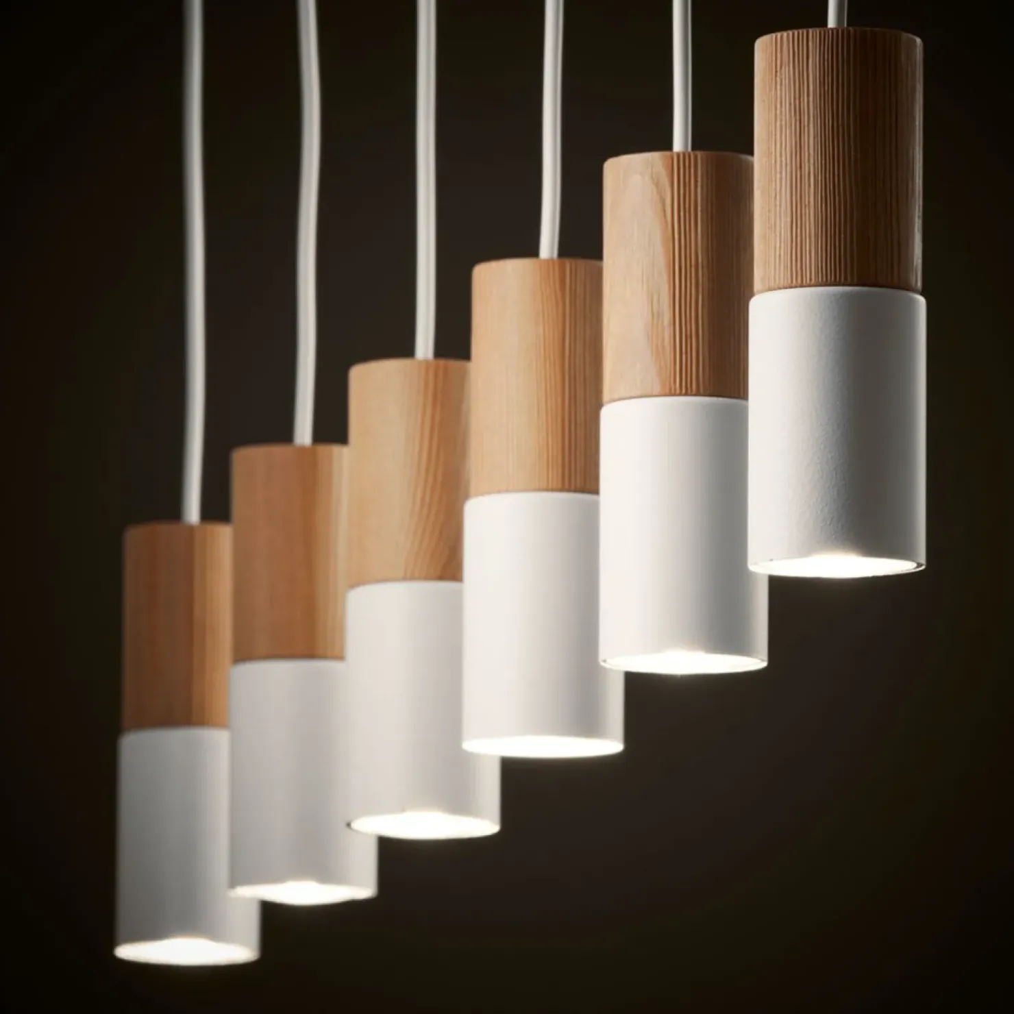 Cheap Sklep Kaja Biała lampa wisząca z 6 tubami z drewna TK 6308 ELIT | Kaja drewno