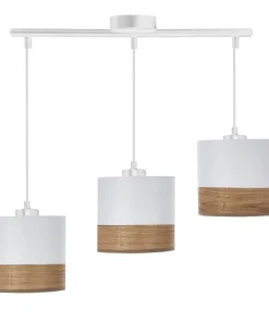 Biała lampa wisząca z drewnianym motywem 33-21649 PORTO | Kaja*Sklep Kaja Store