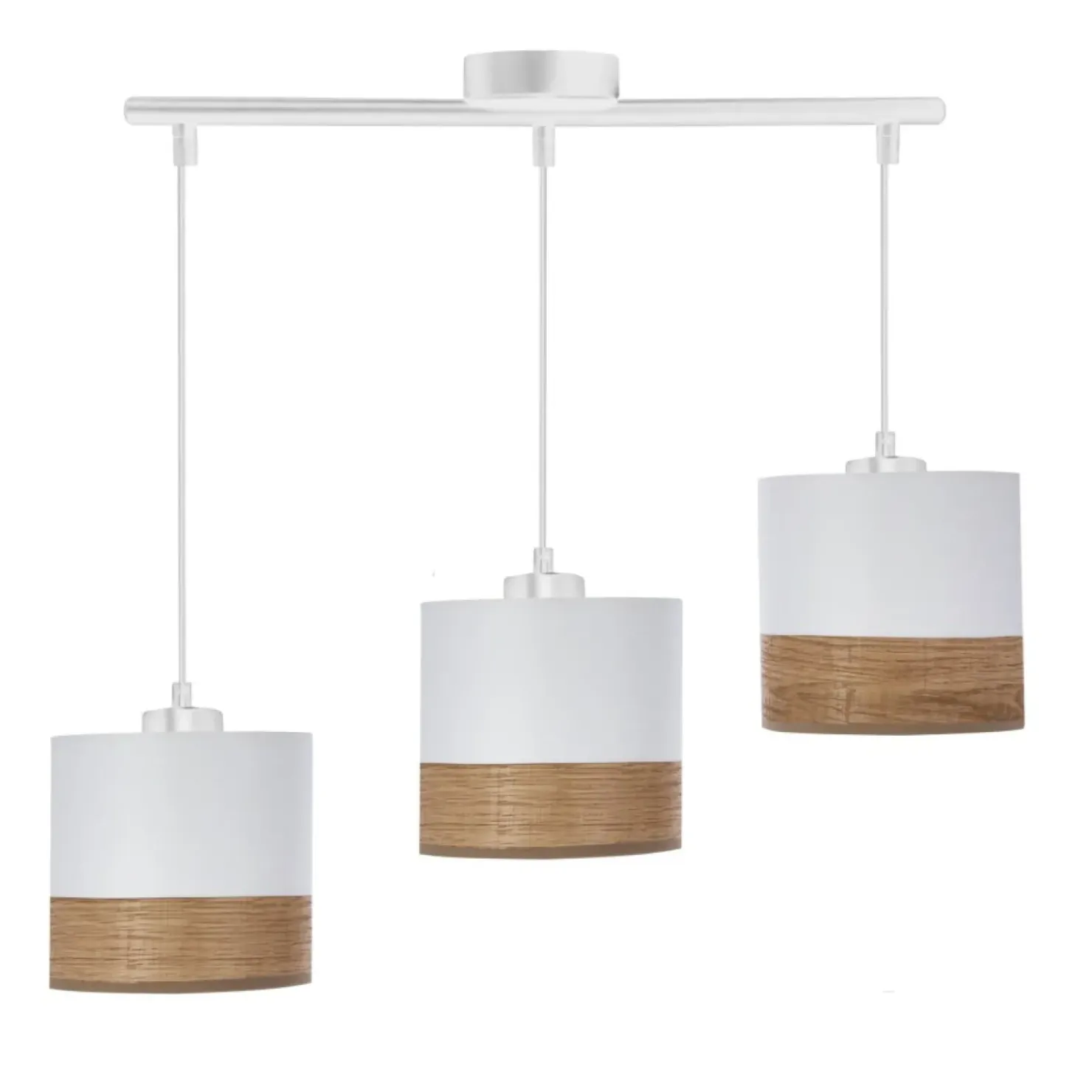 Biała lampa wisząca z drewnianym motywem 33-21649 PORTO | Kaja*Sklep Kaja Store