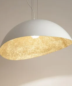 Shop Sklep Kaja Biała lampa wisząca ze złotym wnętrzem SIG 40615 z serii SOLARIS