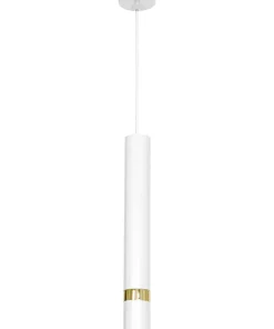 Outlet Sklep Kaja Biała lampa wisząca, złoty element ozdobny LX 1546 z serii RENO | Kaja