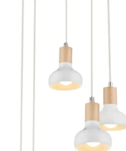 Biała lampa z drewnianymi oprawkami 35-62772 PUERTO | Kaja Oświetlenie*Sklep Kaja Fashion