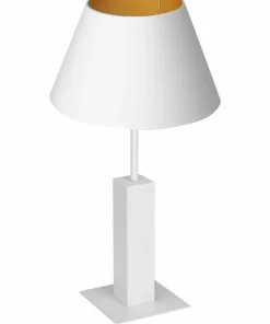 Biała lampka nocna, złote wnętrze abażura LX 3641 z serii TABLE LAMPS*Sklep Kaja Sale