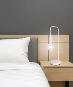 Biała lampka stołowa odkryta żarówka LEDEA 50501193 LAREN | Kaja*Sklep Kaja Outlet