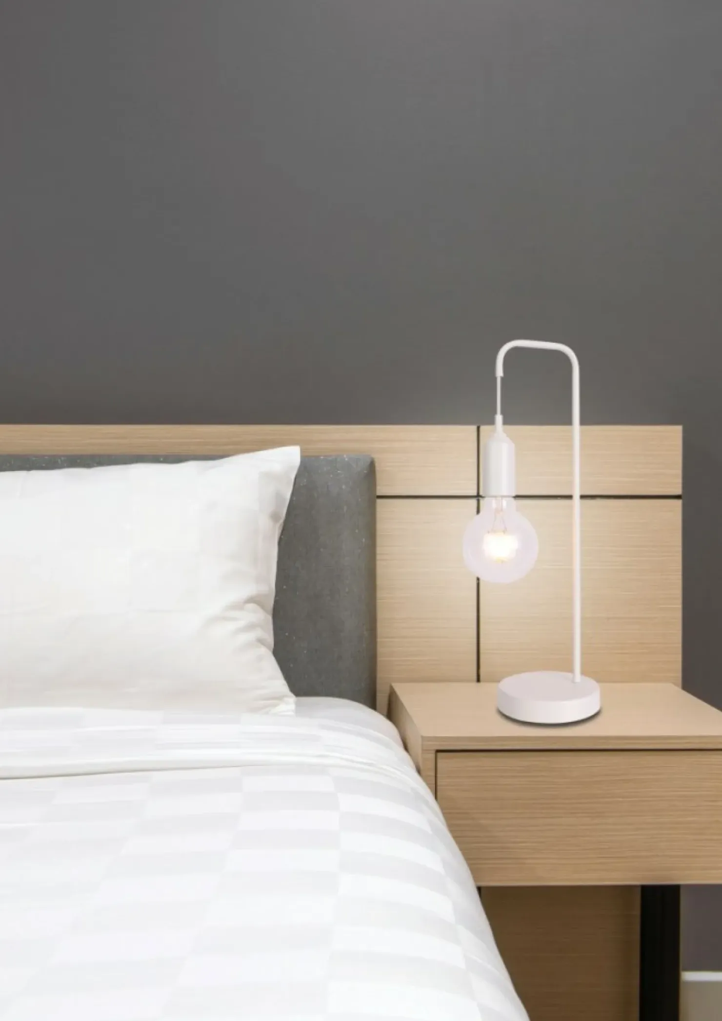 Biała lampka stołowa odkryta żarówka LEDEA 50501193 LAREN | Kaja*Sklep Kaja Outlet