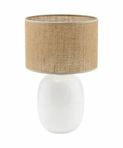 Biała lampka stołowa z abażurem z juty TK 5984 MELODY WHITE | Kaja*Sklep Kaja New