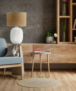 Biała lampka stołowa z abażurem z juty TK 5984 MELODY WHITE | Kaja*Sklep Kaja New