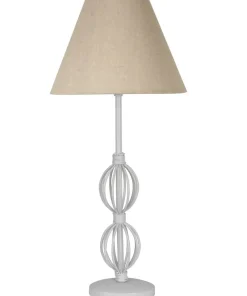 Biała lampka stołowa z kremowym abażurem 41-28907 z serii ROSETTE | Kaja Oświetl*Sklep Kaja Outlet
