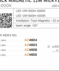 Biała listwa LED do szyny magnetycznej 1-fazowej AZ4604 SAGA | Kaja*Sklep Kaja Discount