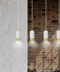 Shop Sklep Kaja Biała listwa sufitowa z lampami wiszącymi 815/4 | Kaja Oświetlenie