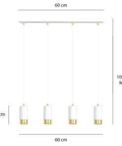Shop Sklep Kaja Biała listwa sufitowa z lampami wiszącymi 815/4 | Kaja Oświetlenie