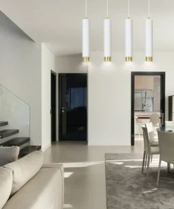 Outlet Sklep Kaja Białe lampy wiszące na listwie idealne do salonu 642/4 | Kaja