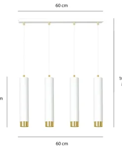 Outlet Sklep Kaja Białe lampy wiszące na listwie idealne do salonu 642/4 | Kaja