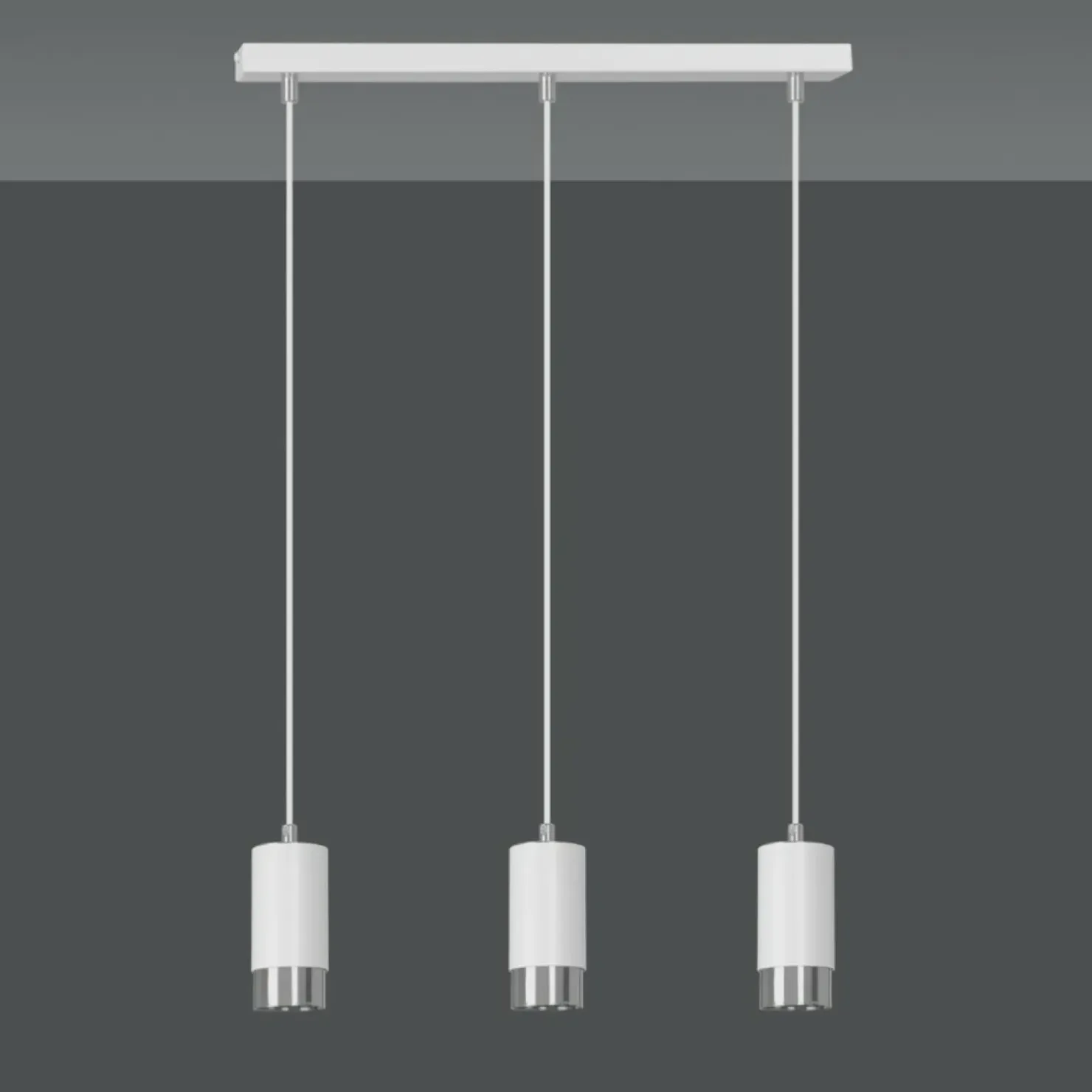 Hot Sklep Kaja Białe lampy wiszące ze srebrnymi elementami 814/3 | Kaja Oświetlenie