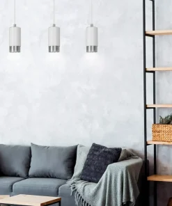 Hot Sklep Kaja Białe lampy wiszące ze srebrnymi elementami 814/3 | Kaja Oświetlenie