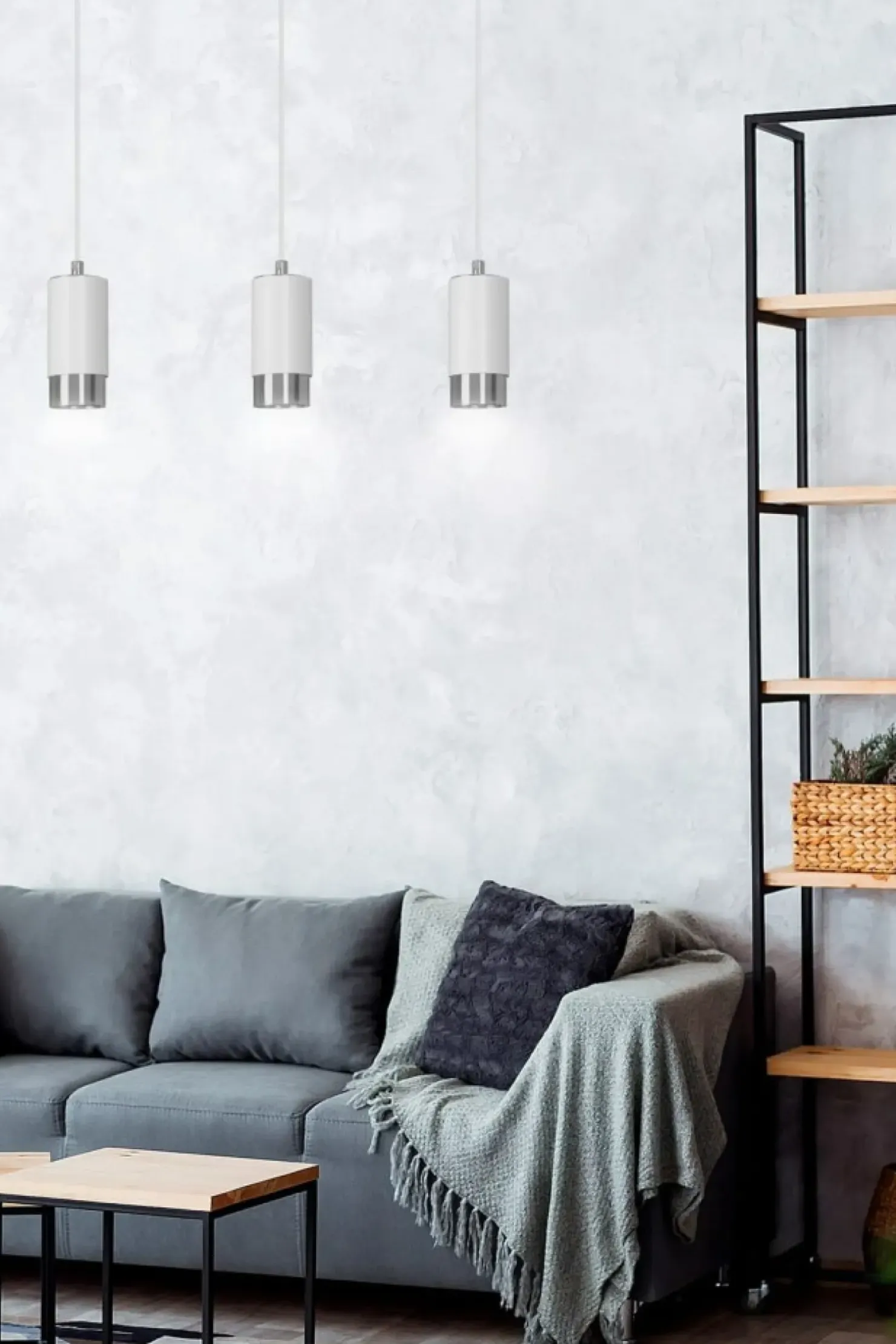 Hot Sklep Kaja Białe lampy wiszące ze srebrnymi elementami 814/3 | Kaja Oświetlenie