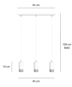 Hot Sklep Kaja Białe lampy wiszące ze srebrnymi elementami 814/3 | Kaja Oświetlenie