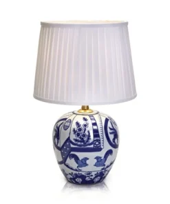 Biało niebieska lampa stołowa z abażurem 105000 | Kaja Oświetlenie*Sklep Kaja Cheap