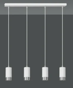 New Sklep Kaja Biało srebrna lampa wisząca nad stół w jadalni 814/4 | Kaja