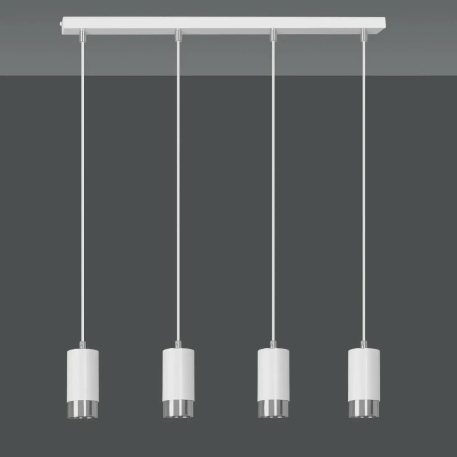 New Sklep Kaja Biało srebrna lampa wisząca nad stół w jadalni 814/4 | Kaja