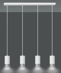 New Sklep Kaja Biało srebrna lampa wisząca nad stół w jadalni 814/4 | Kaja