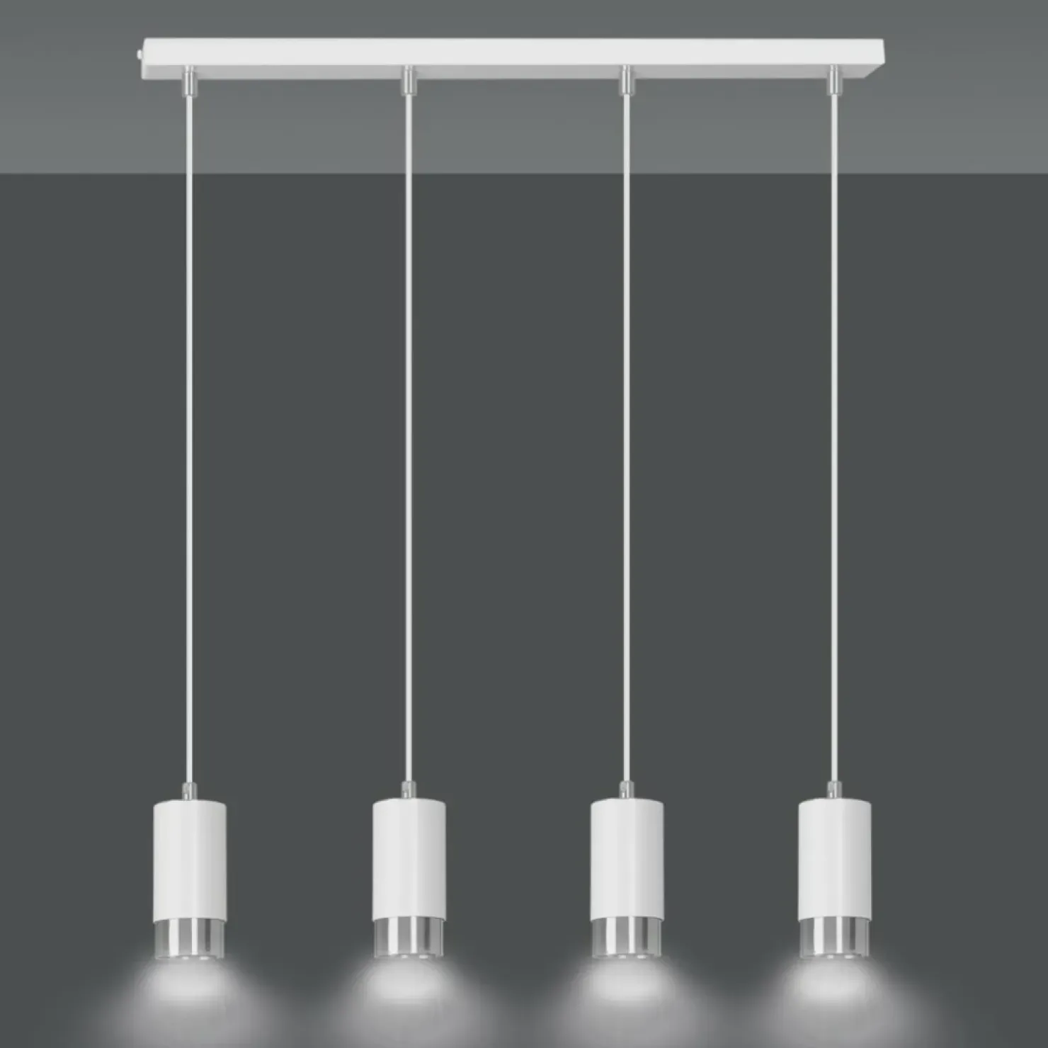 New Sklep Kaja Biało srebrna lampa wisząca nad stół w jadalni 814/4 | Kaja