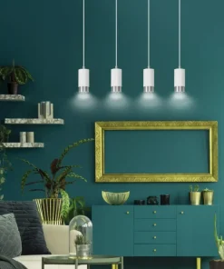 New Sklep Kaja Biało srebrna lampa wisząca nad stół w jadalni 814/4 | Kaja