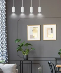 New Sklep Kaja Biało srebrna lampa wisząca nad stół w jadalni 814/4 | Kaja