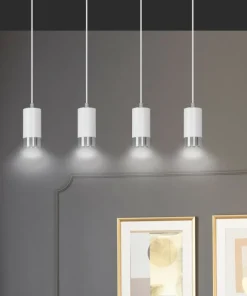 New Sklep Kaja Biało srebrna lampa wisząca nad stół w jadalni 814/4 | Kaja