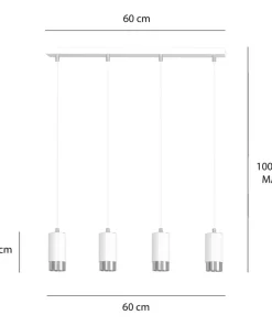 New Sklep Kaja Biało srebrna lampa wisząca nad stół w jadalni 814/4 | Kaja