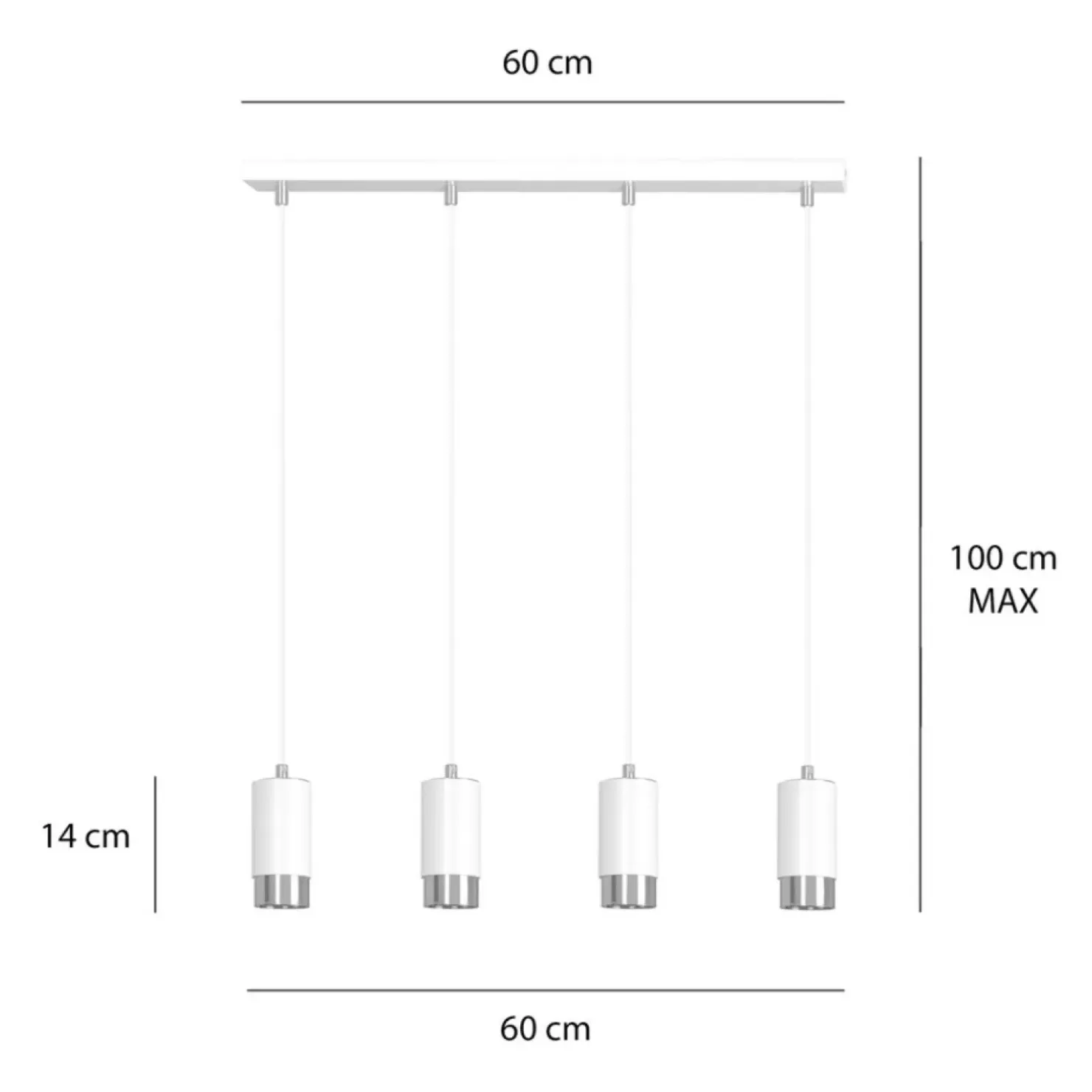 New Sklep Kaja Biało srebrna lampa wisząca nad stół w jadalni 814/4 | Kaja