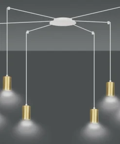 Online Sklep Kaja Biało złota lampa wisząca w kształcie pająka 527/6 | Kaja Oświetlenie